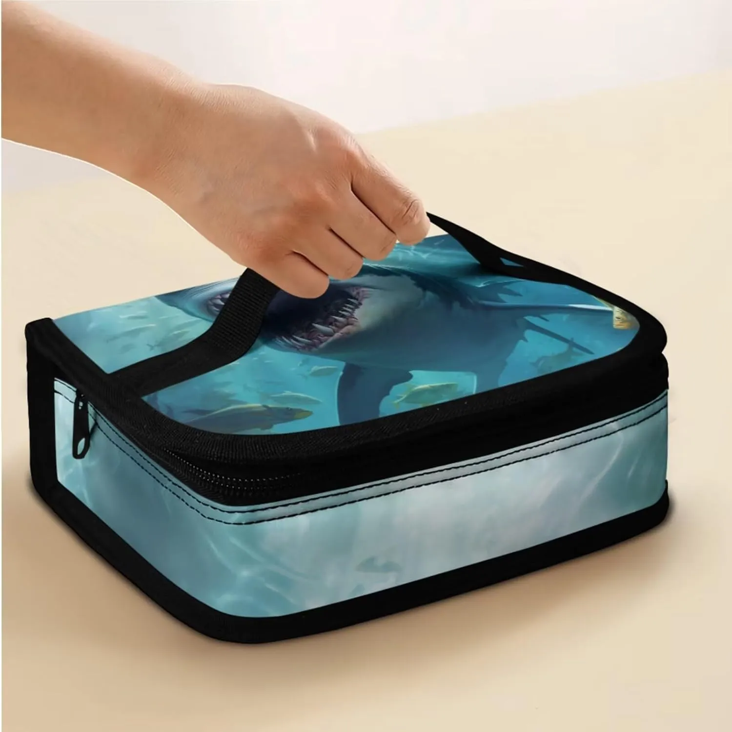 Shark Print Backpack for Toddler Girls Grades 4 to 8 Large Capacity Bookbag for Girl Waterproof and Oil Proof Lunch Bag for Teen Boys for Middle School High School