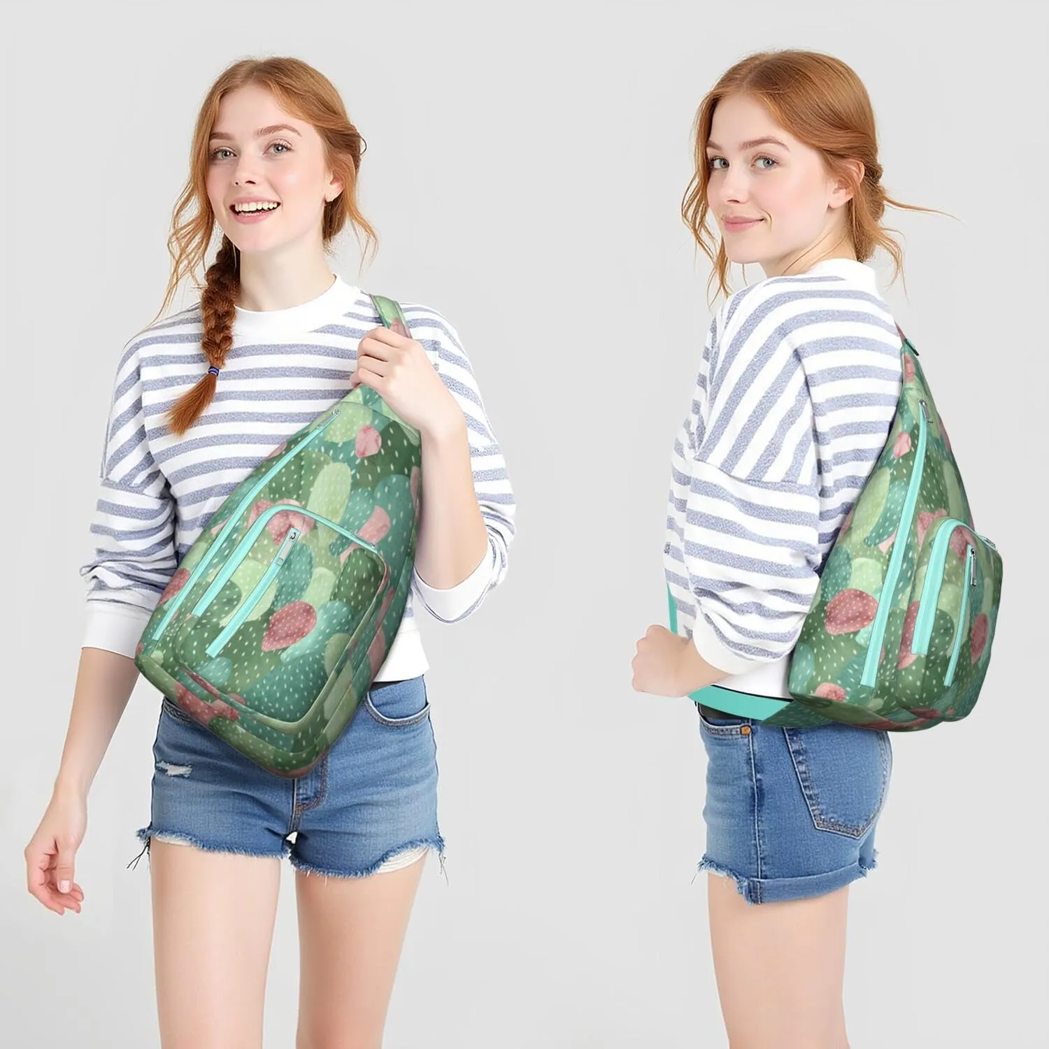 Shoulder Sling Crossbody Casual Chest Bag For Travel Sports Running,Backpack for Men & Women Lightweight Sports BagCrossbody Concealed Carry,Cactus Shoulder Bag Waterproof Chest Bag