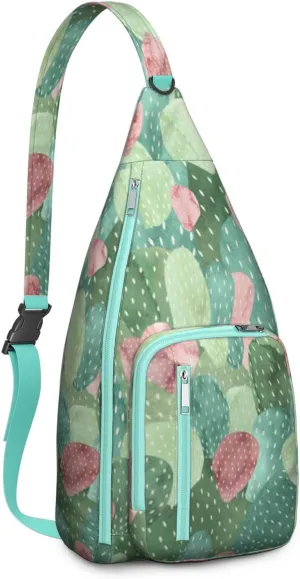 Shoulder Sling Crossbody Casual Chest Bag For Travel Sports Running,Backpack for Men & Women Lightweight Sports BagCrossbody Concealed Carry,Cactus Shoulder Bag Waterproof Chest Bag