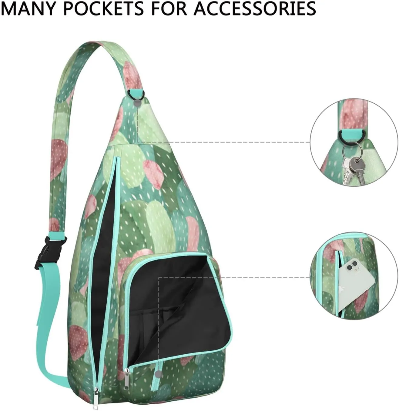 Shoulder Sling Crossbody Casual Chest Bag For Travel Sports Running,Backpack for Men & Women Lightweight Sports BagCrossbody Concealed Carry,Cactus Shoulder Bag Waterproof Chest Bag