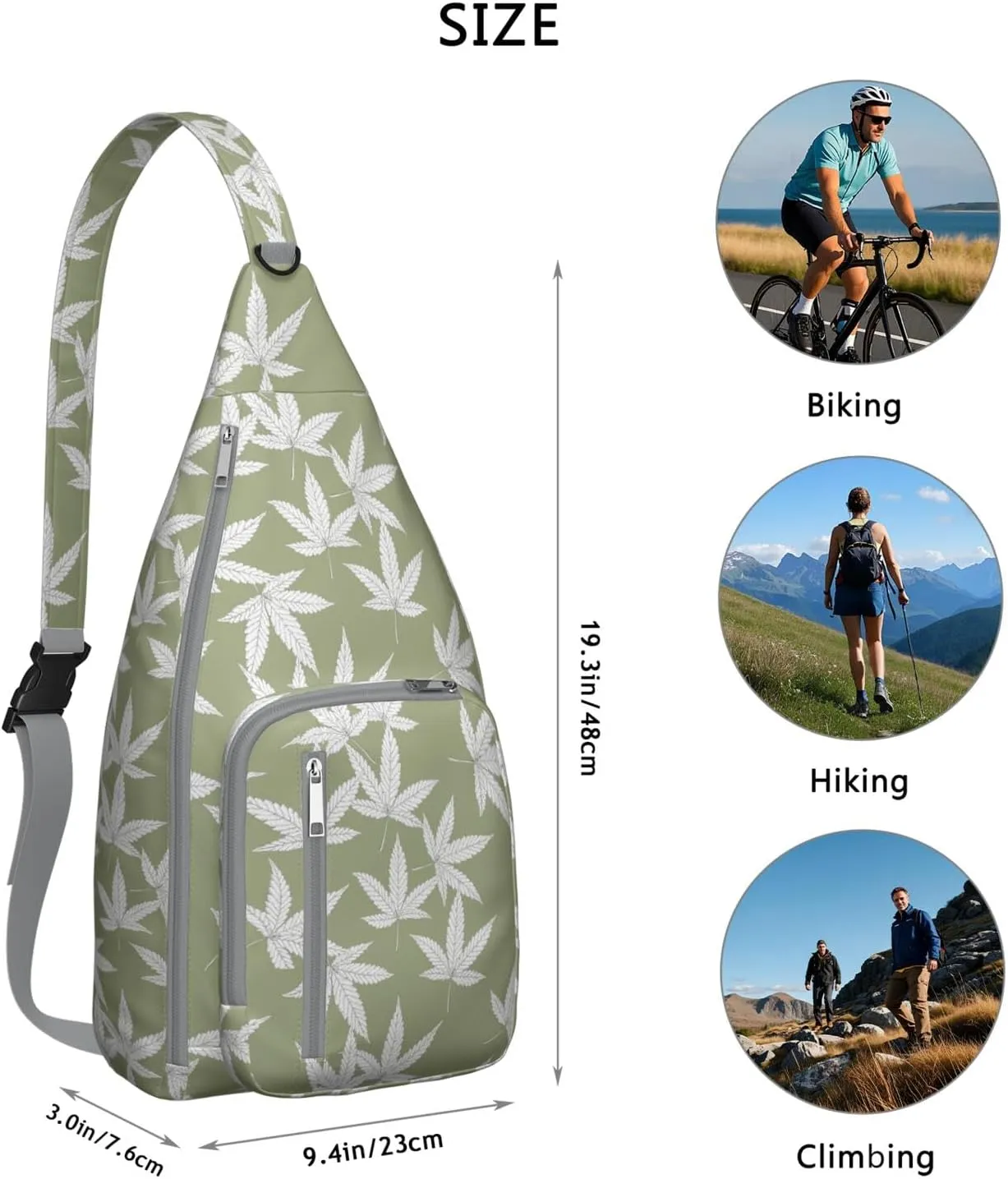 Shoulder Sling Crossbody Casual Chest Bag For Travel Sports Running,Backpack for Men & Women Lightweight Sports BagCrossbody Concealed Carry,Marijuana Leaf Shoulder Bag Waterproof Chest Bag