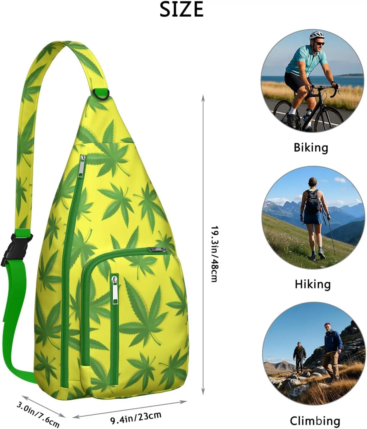 Shoulder Sling Crossbody Casual Chest Bag For Travel Sports Running,Backpack for Men & Women Lightweight Sports BagCrossbody Concealed Carry,Marijuana Leaf Shoulder Bag Waterproof Chest Bag