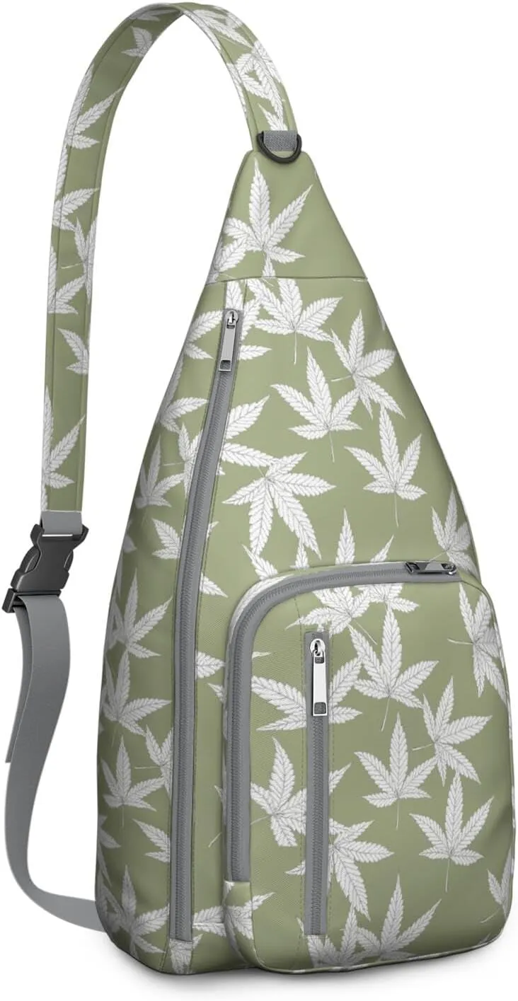 Shoulder Sling Crossbody Casual Chest Bag For Travel Sports Running,Backpack for Men & Women Lightweight Sports BagCrossbody Concealed Carry,Marijuana Leaf Shoulder Bag Waterproof Chest Bag