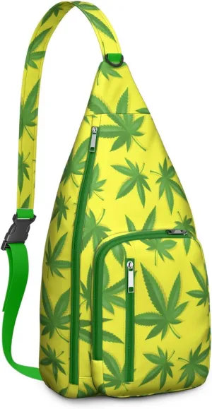 Shoulder Sling Crossbody Casual Chest Bag For Travel Sports Running,Backpack for Men & Women Lightweight Sports BagCrossbody Concealed Carry,Marijuana Leaf Shoulder Bag Waterproof Chest Bag