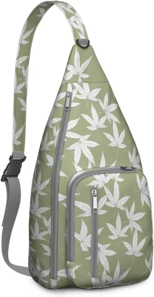 Shoulder Sling Crossbody Casual Chest Bag For Travel Sports Running,Backpack for Men & Women Lightweight Sports BagCrossbody Concealed Carry,Marijuana Leaf Shoulder Bag Waterproof Chest Bag