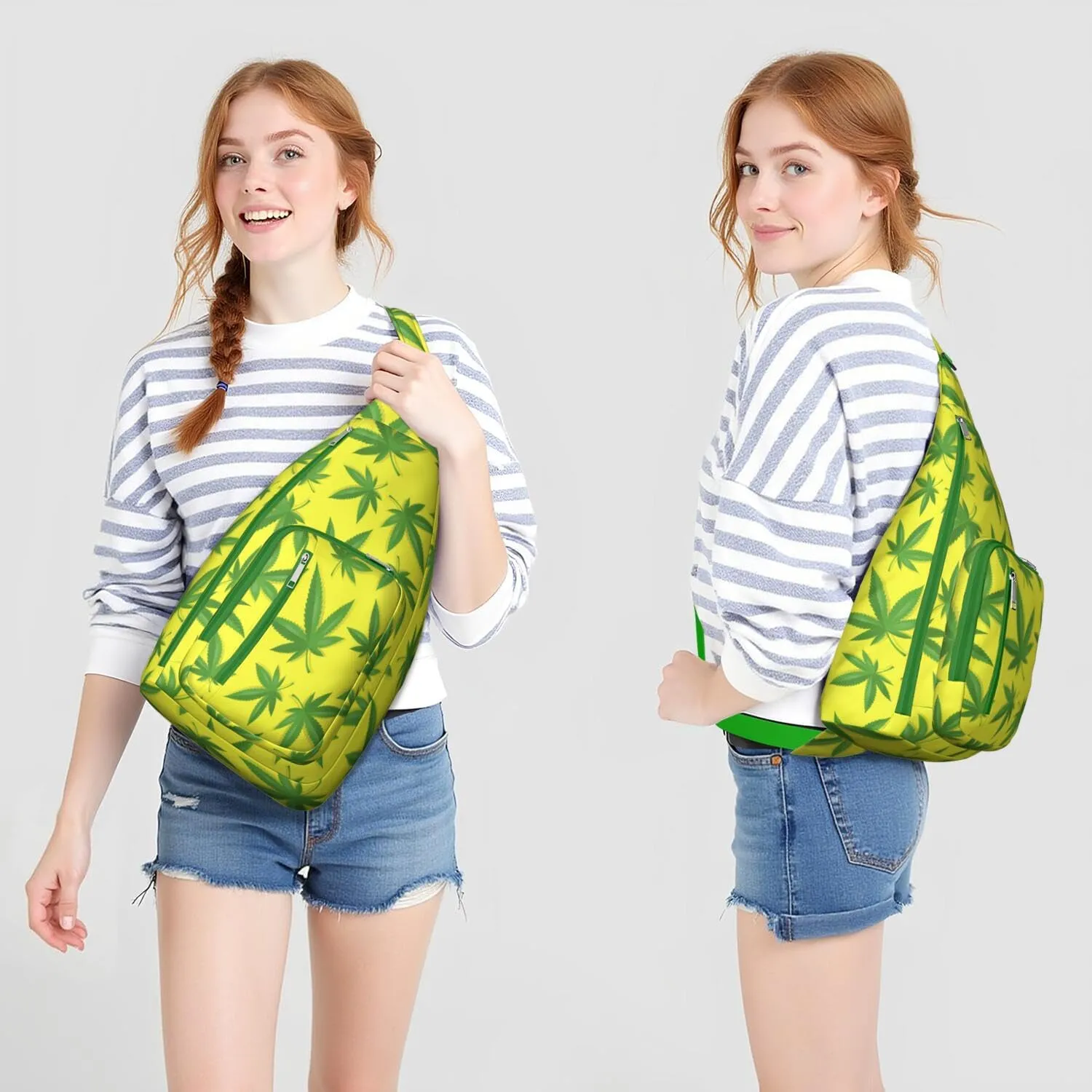 Shoulder Sling Crossbody Casual Chest Bag For Travel Sports Running,Backpack for Men & Women Lightweight Sports BagCrossbody Concealed Carry,Marijuana Leaf Shoulder Bag Waterproof Chest Bag