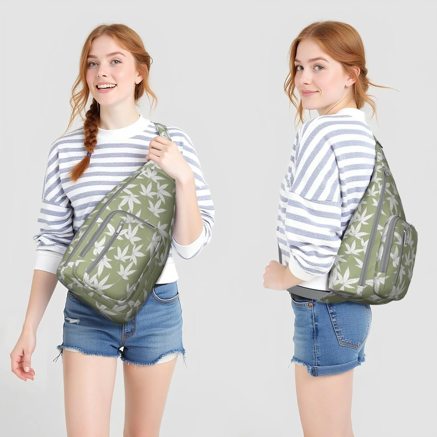 Shoulder Sling Crossbody Casual Chest Bag For Travel Sports Running,Backpack for Men & Women Lightweight Sports BagCrossbody Concealed Carry,Marijuana Leaf Shoulder Bag Waterproof Chest Bag