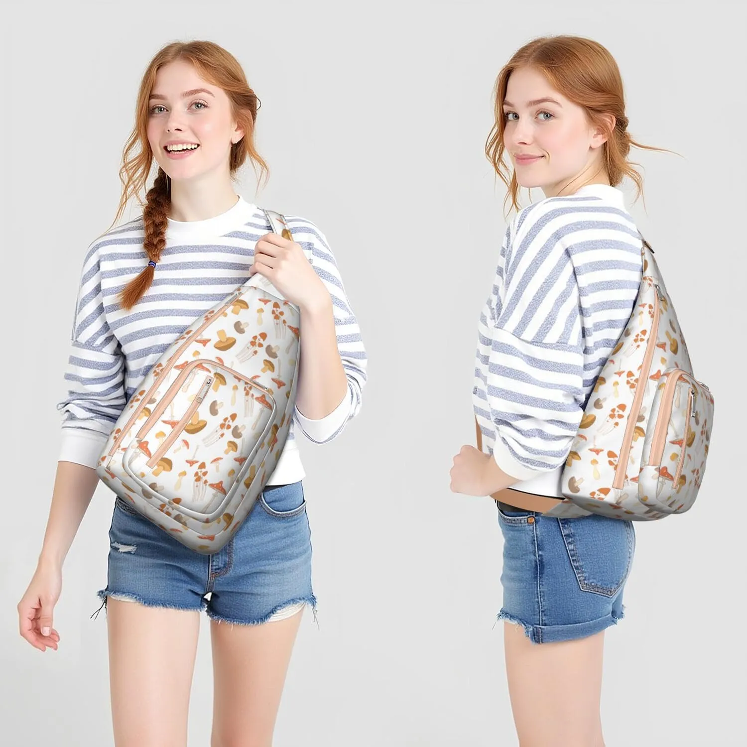 Shoulder Sling Crossbody Casual Chest Bag For Travel Sports Running,Backpack for Men & Women Lightweight Sports BagCrossbody Concealed Carry,Mushroom Shoulder Bag Waterproof Chest Bag