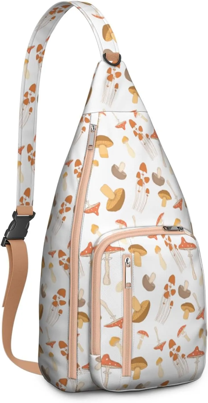 Shoulder Sling Crossbody Casual Chest Bag For Travel Sports Running,Backpack for Men & Women Lightweight Sports BagCrossbody Concealed Carry,Mushroom Shoulder Bag Waterproof Chest Bag