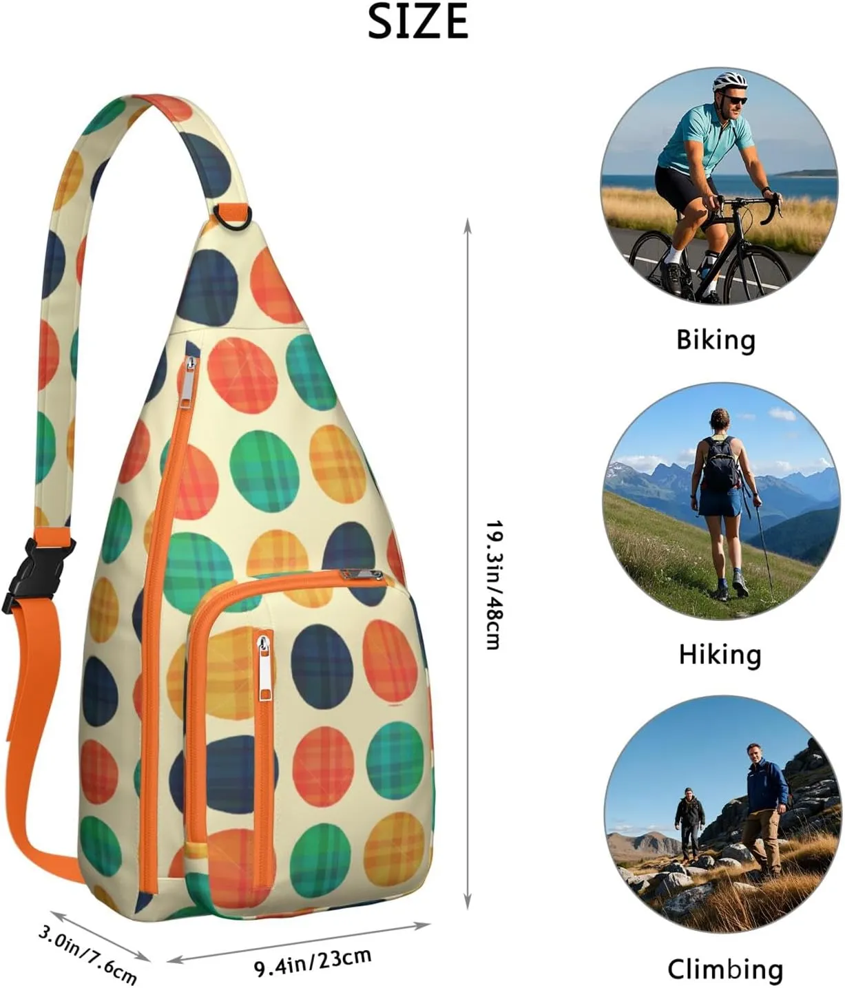 Shoulder Sling Crossbody Casual Chest Bag For Travel Sports Running,Backpack for Men & Women Lightweight Sports BagCrossbody Concealed Carry,Polka Shoulder Bag Waterproof Chest Bag