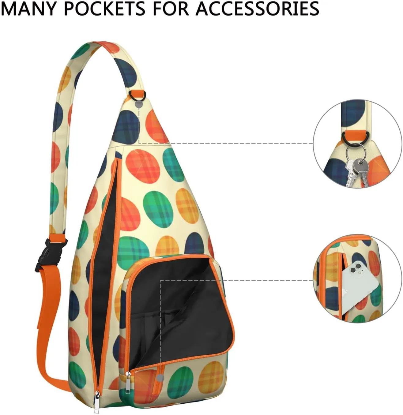 Shoulder Sling Crossbody Casual Chest Bag For Travel Sports Running,Backpack for Men & Women Lightweight Sports BagCrossbody Concealed Carry,Polka Shoulder Bag Waterproof Chest Bag