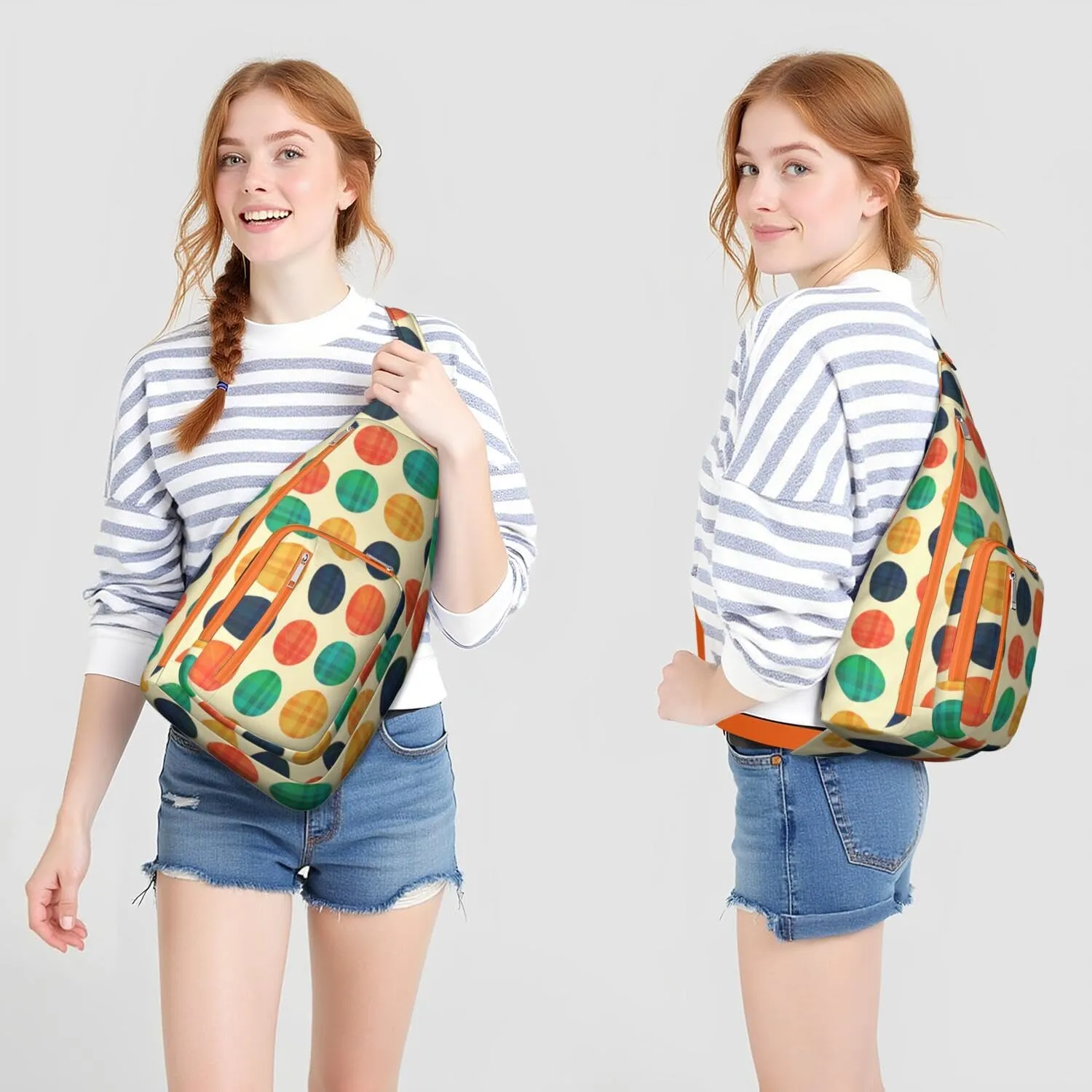 Shoulder Sling Crossbody Casual Chest Bag For Travel Sports Running,Backpack for Men & Women Lightweight Sports BagCrossbody Concealed Carry,Polka Shoulder Bag Waterproof Chest Bag