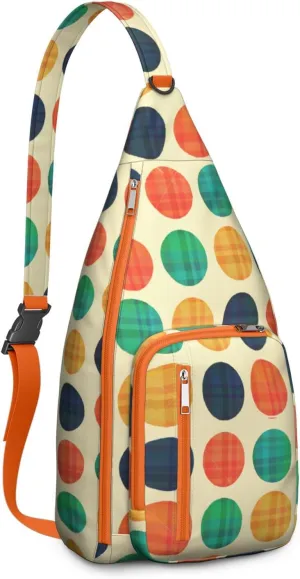 Shoulder Sling Crossbody Casual Chest Bag For Travel Sports Running,Backpack for Men & Women Lightweight Sports BagCrossbody Concealed Carry,Polka Shoulder Bag Waterproof Chest Bag