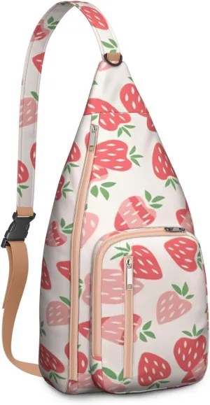 Shoulder Sling Crossbody Casual Chest Bag For Travel Sports Running,Backpack for Men & Women Lightweight Sports BagCrossbody Concealed Carry,Strawberry Shoulder Bag Waterproof Chest Bag