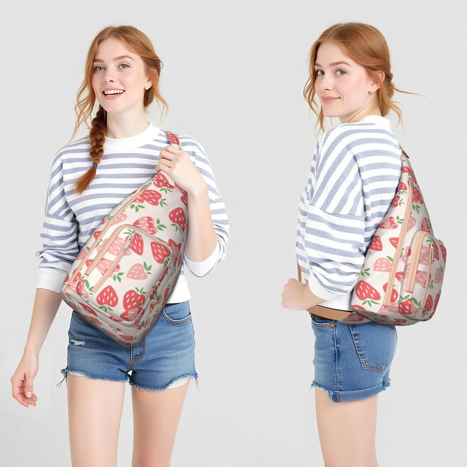 Shoulder Sling Crossbody Casual Chest Bag For Travel Sports Running,Backpack for Men & Women Lightweight Sports BagCrossbody Concealed Carry,Strawberry Shoulder Bag Waterproof Chest Bag