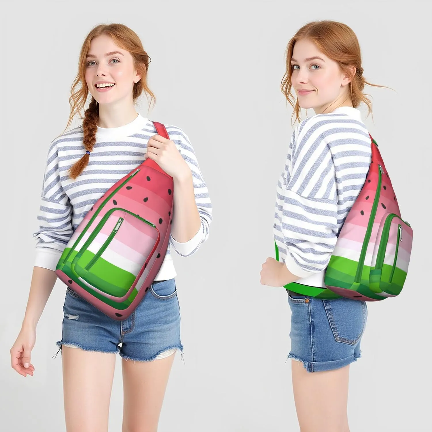 Shoulder Sling Crossbody Casual Chest Bag For Travel Sports Running,Backpack for Men & Women Lightweight Sports BagCrossbody Concealed Carry,Watermelon Shoulder Bag Waterproof Chest Bag