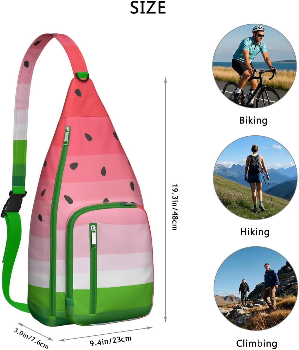Shoulder Sling Crossbody Casual Chest Bag For Travel Sports Running,Backpack for Men & Women Lightweight Sports BagCrossbody Concealed Carry,Watermelon Shoulder Bag Waterproof Chest Bag