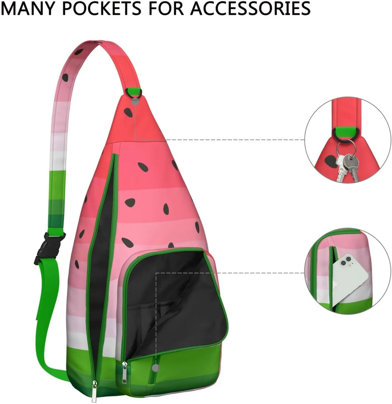 Shoulder Sling Crossbody Casual Chest Bag For Travel Sports Running,Backpack for Men & Women Lightweight Sports BagCrossbody Concealed Carry,Watermelon Shoulder Bag Waterproof Chest Bag