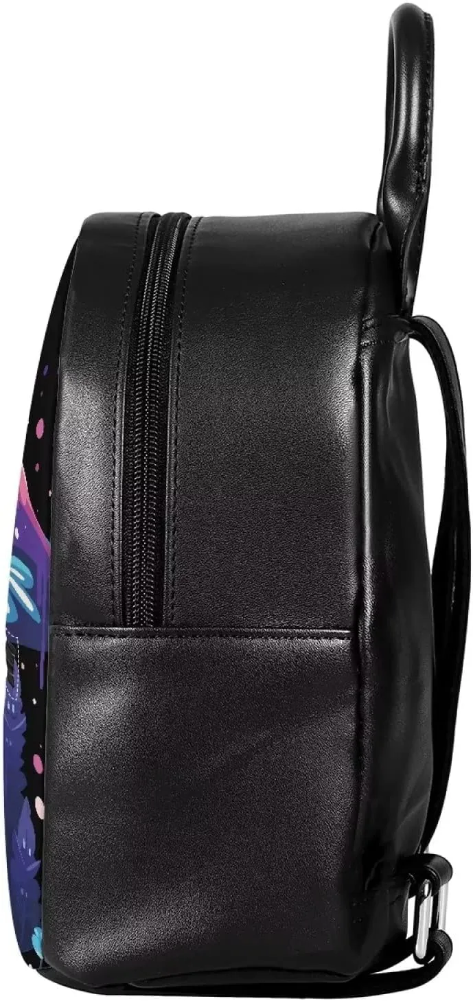 Showudesigns Butterfly Mushroom Backpack for Women Mini Backpack with Inner Pouch Cute Snail Purse Leather Rucksack Travel Daypack Teen Girls Gifts Galaxy