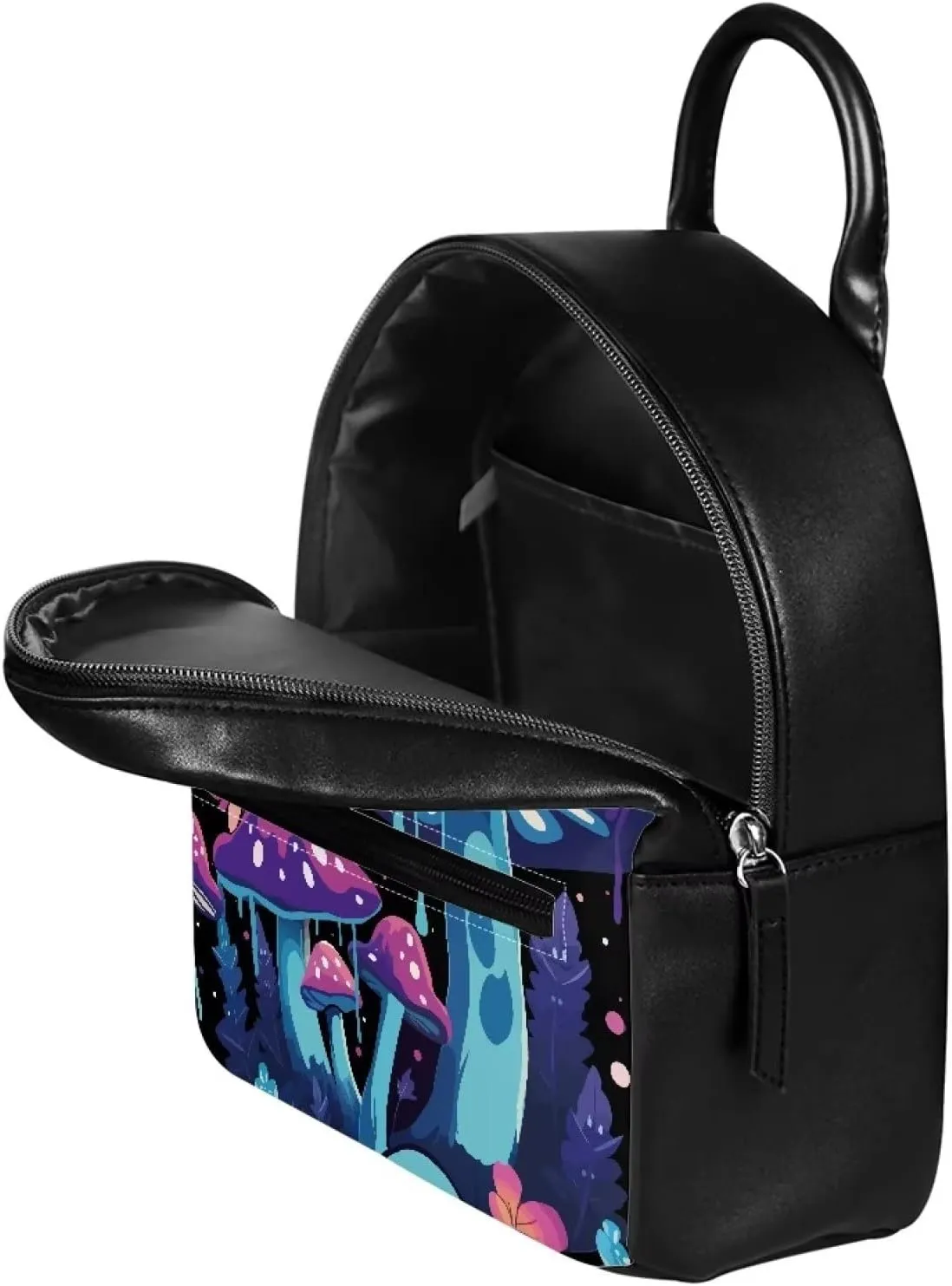 Showudesigns Butterfly Mushroom Backpack for Women Mini Backpack with Inner Pouch Cute Snail Purse Leather Rucksack Travel Daypack Teen Girls Gifts Galaxy