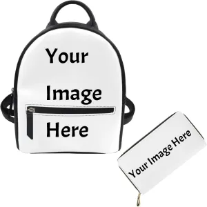 Showudesigns Custom Mini Backpack Purse for Women Men Daypack Wallets Teenager Back Pack Personalized Shoulder Bag Add Your Image Text Logo Small Leather Shoulder Bag 2 Pack