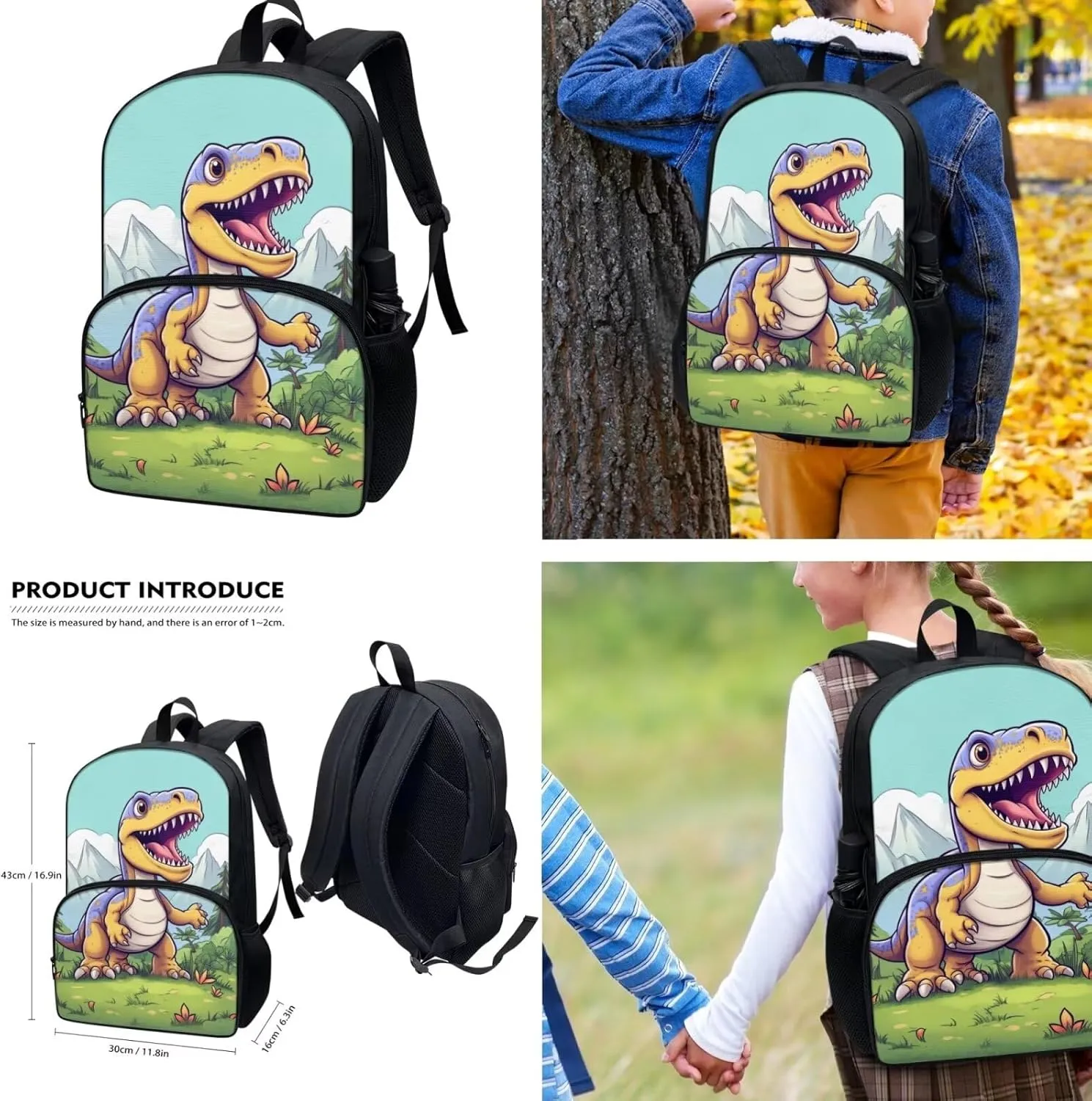 Showudesigns Cute Dinosaur Backpack and Lunch Bag Set for Girls 6-8 8-10 Boys Backpacks Elementary Primary School Bag Kids Bookbag 3Rd 4Th 5Th 6Th Grade Children Book Bags Small Pencil Case