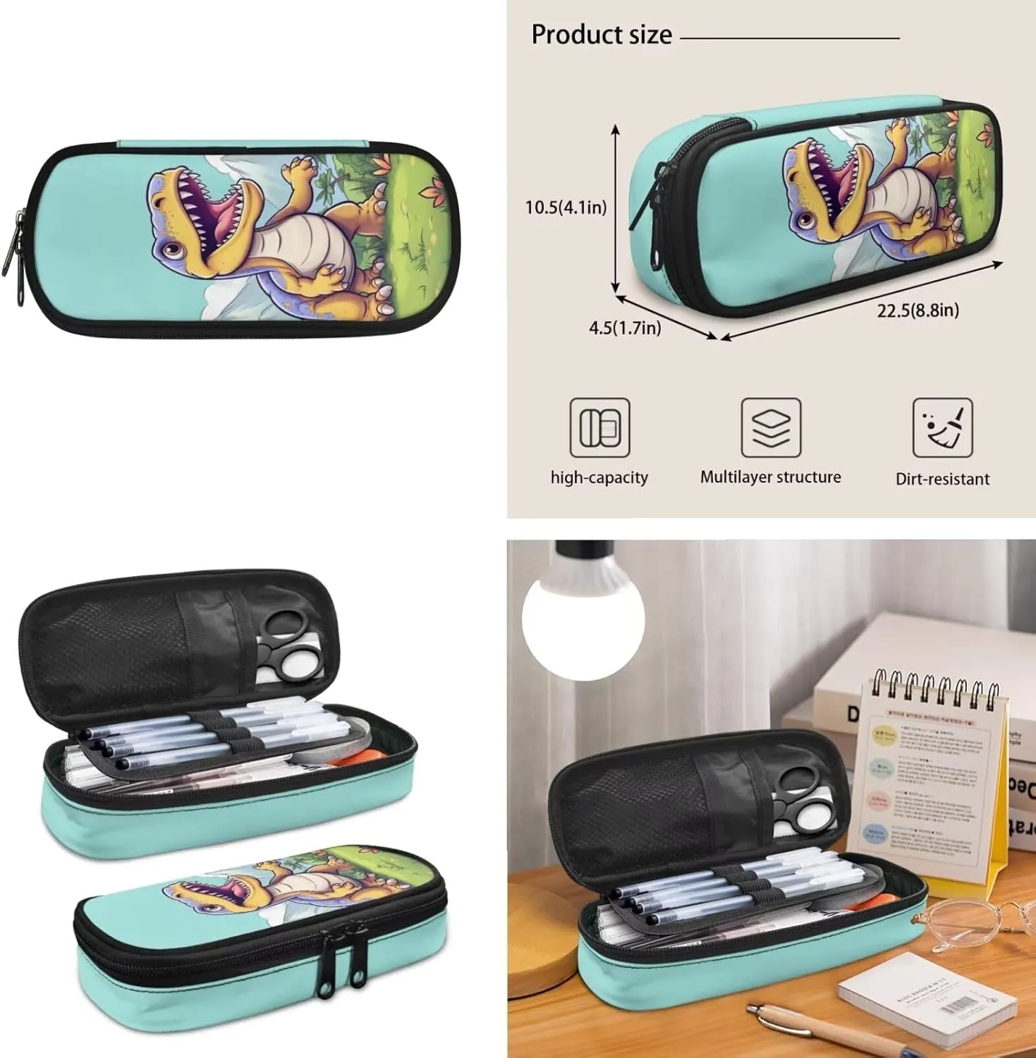 Showudesigns Cute Dinosaur Backpack and Lunch Bag Set for Girls 6-8 8-10 Boys Backpacks Elementary Primary School Bag Kids Bookbag 3Rd 4Th 5Th 6Th Grade Children Book Bags Small Pencil Case
