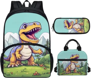 Showudesigns Cute Dinosaur Backpack and Lunch Bag Set for Girls 6-8 8-10 Boys Backpacks Elementary Primary School Bag Kids Bookbag 3Rd 4Th 5Th 6Th Grade Children Book Bags Small Pencil Case