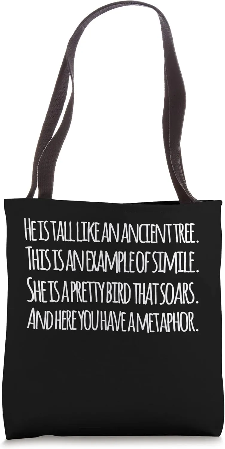 Simile and Metaphor Examples for English Teachers Tote Bag