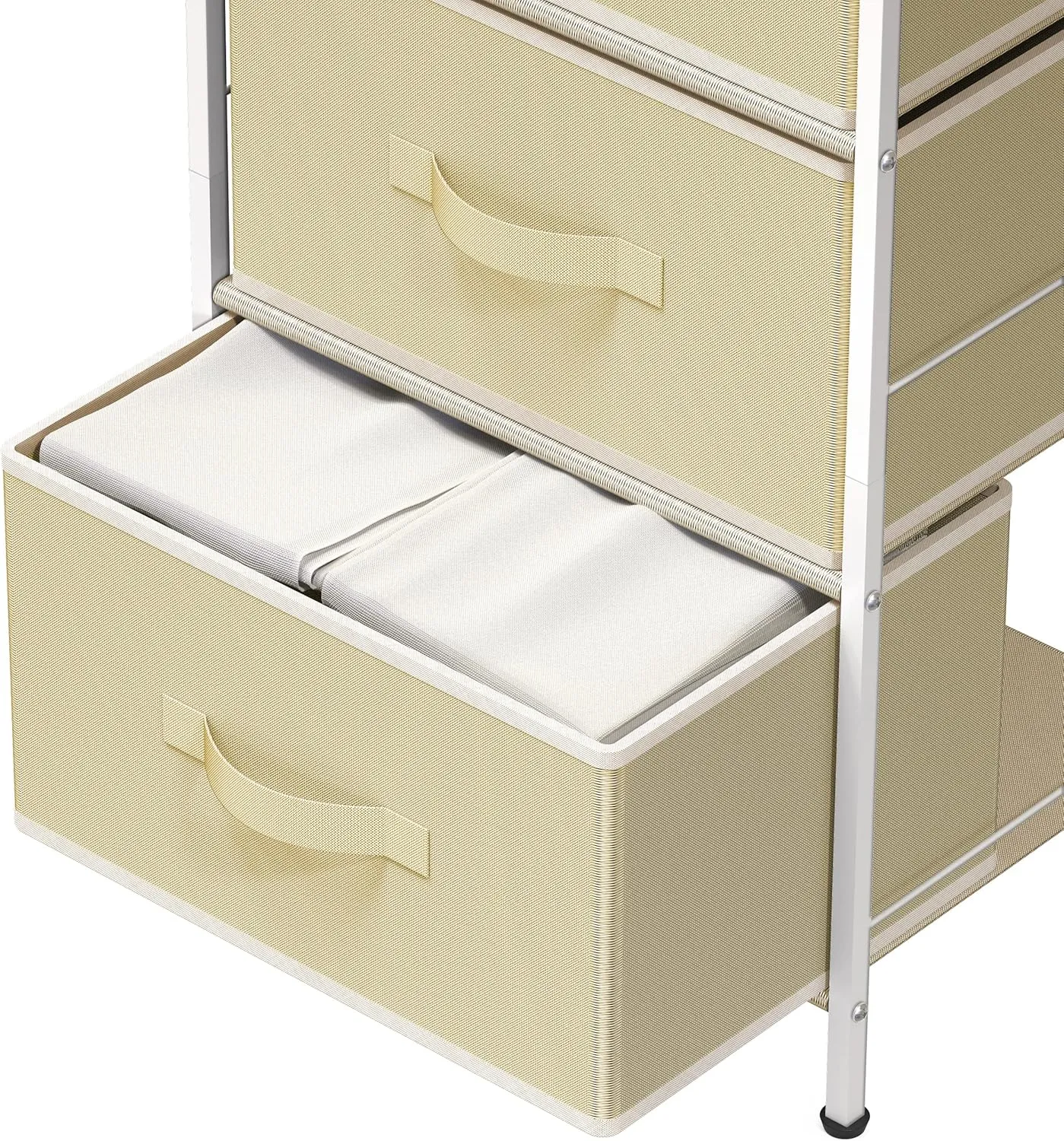 Simple Houseware 3 Drawer Nightstand Dresser with Wood Top, Beige