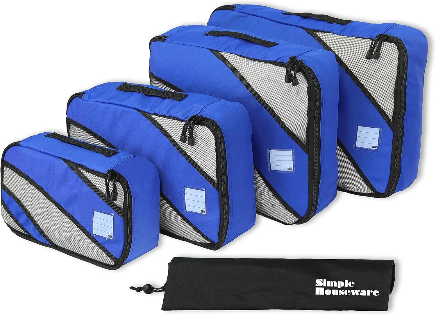 Simple Houseware 4 Set Packing Cube - Travel Organizers with Laundry Bag, Blue