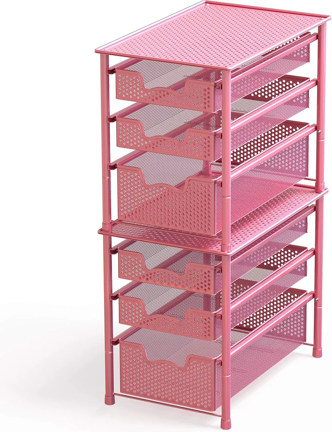 Simple Houseware Stackable 3 Tier Sliding Basket Organizer Drawer, Pink