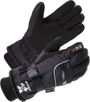SKYDEER 100% Waterproof and Premium Deerskin Suede Leather Ski Gloves with 150G 3M Thinsulate Lining, Ultra Soft & Durable & Warm Cold Weather Gloves for Extreme Cold Condition (SD8650T)