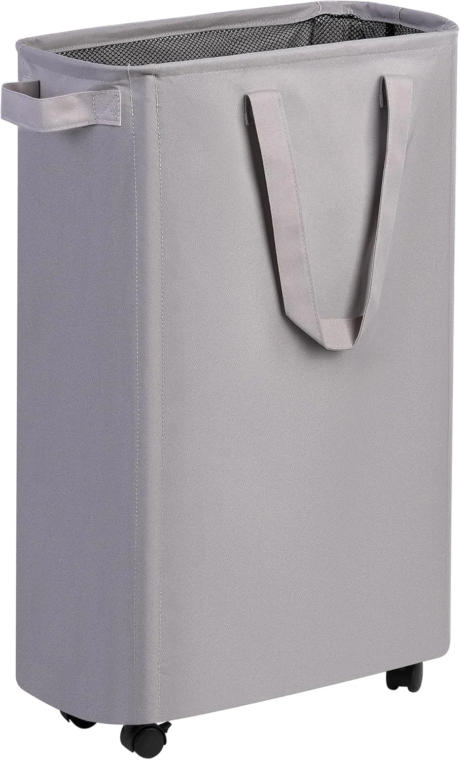 Slim Laundry Hamper with Wheels, Rolling Laundry Basket for Clothes, Small Laundry Basket for Bedroom, Dorm and Laundry Room, 48L (12.7 Gallons) Grey