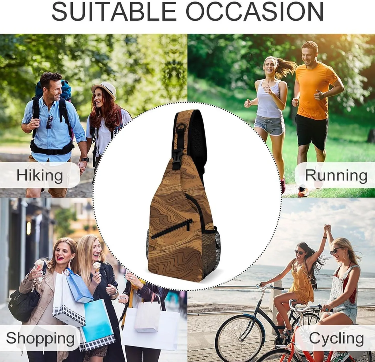 Small Crossbody Sling Backpack Dark And Light Colors Chest Bags for Traveling Chest Fashion Shoulder Bag