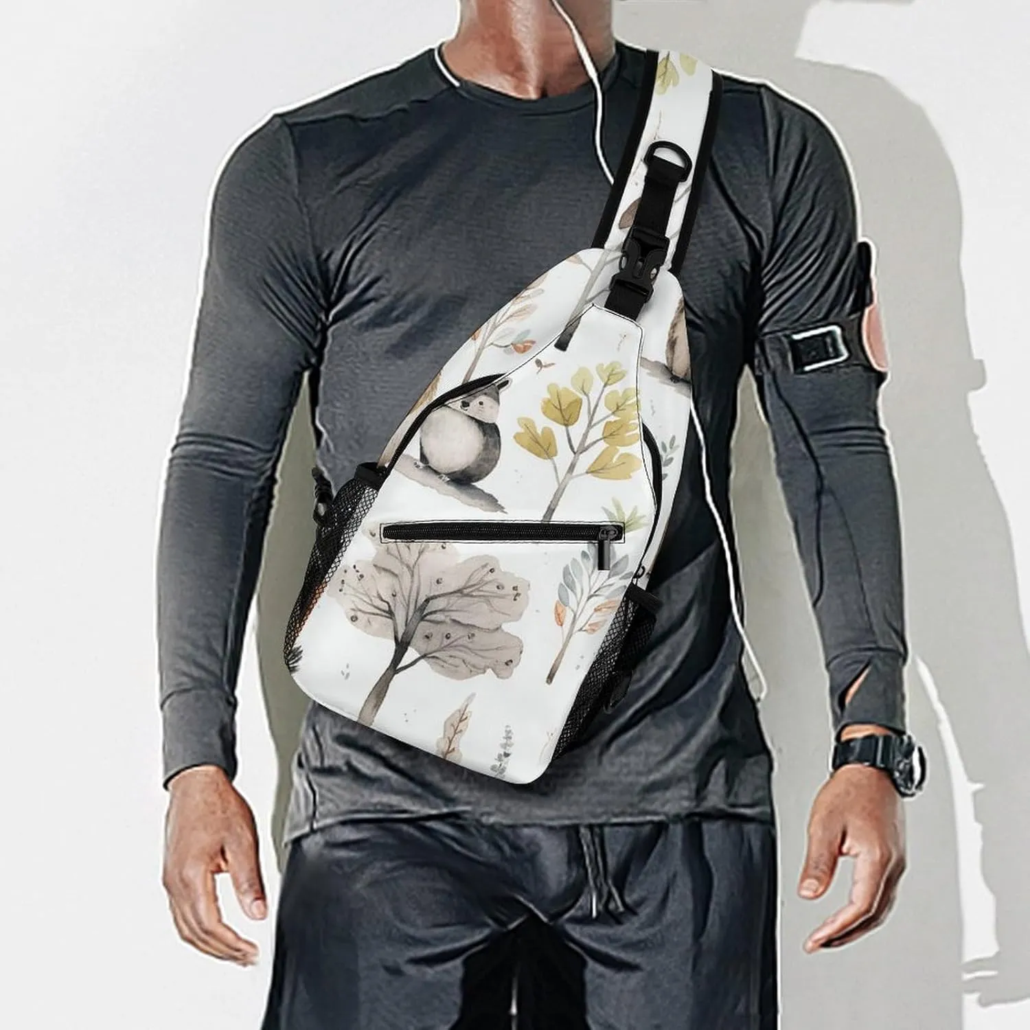 Small Crossbody Sling Backpack Forest Creatures Chest Bags for Traveling Chest Fashion Shoulder Bag