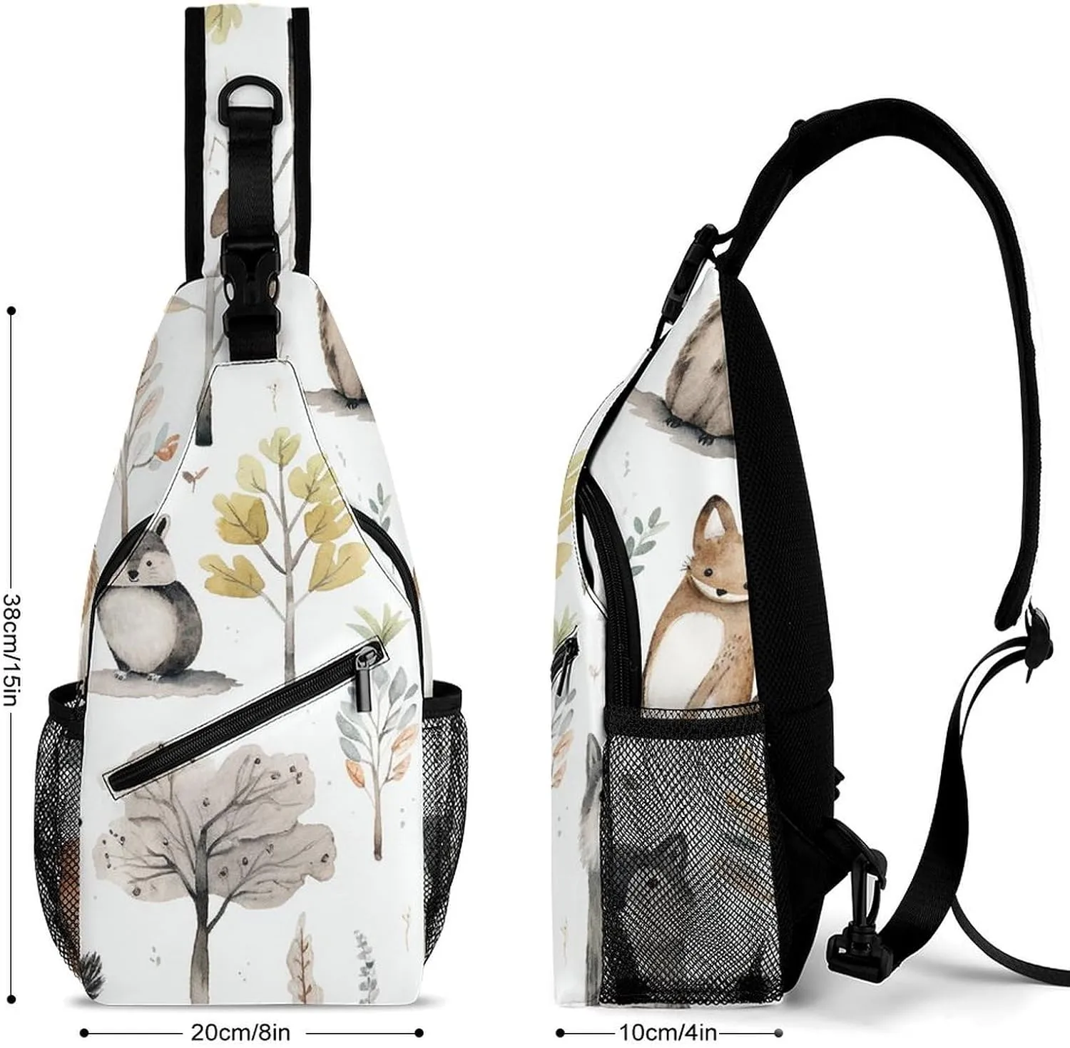 Small Crossbody Sling Backpack Forest Creatures Chest Bags for Traveling Chest Fashion Shoulder Bag