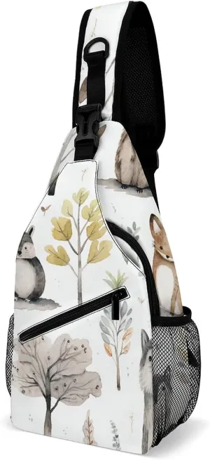 Small Crossbody Sling Backpack Forest Creatures Chest Bags for Traveling Chest Fashion Shoulder Bag