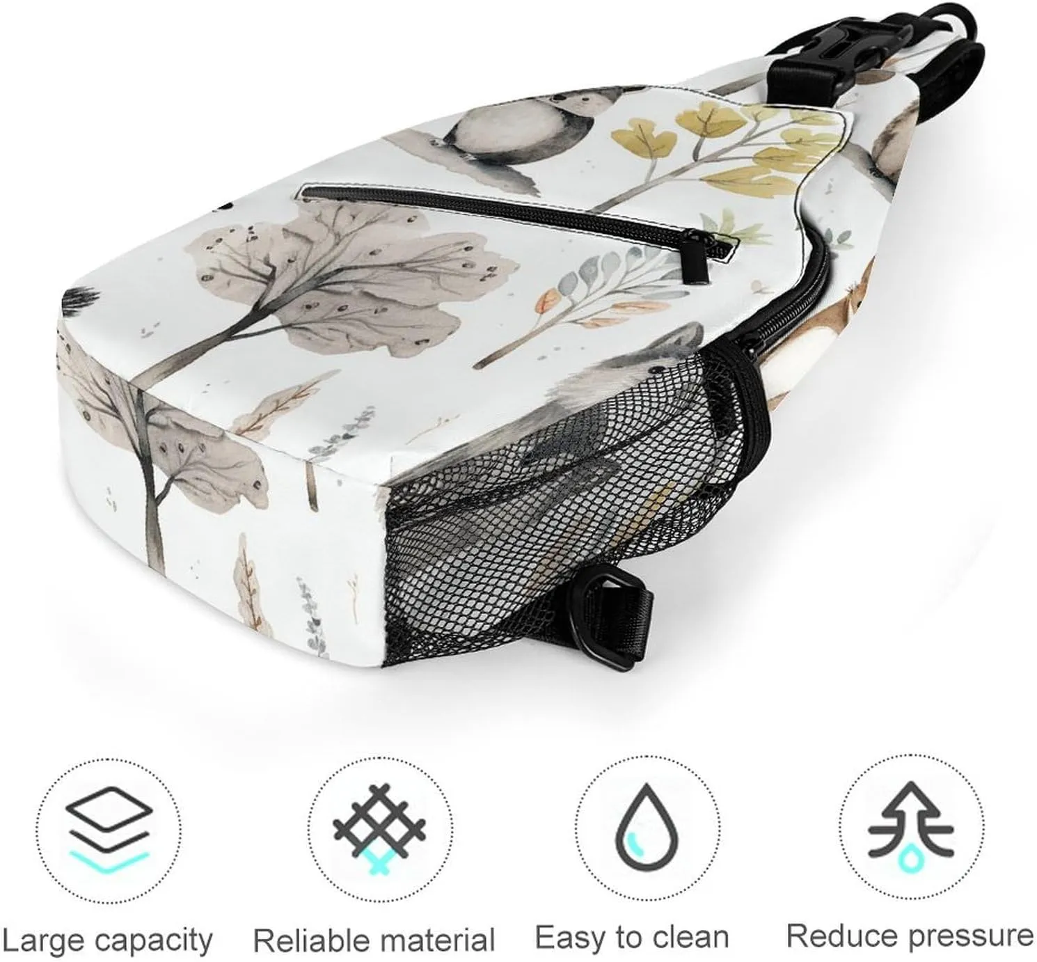 Small Crossbody Sling Backpack Forest Creatures Chest Bags for Traveling Chest Fashion Shoulder Bag