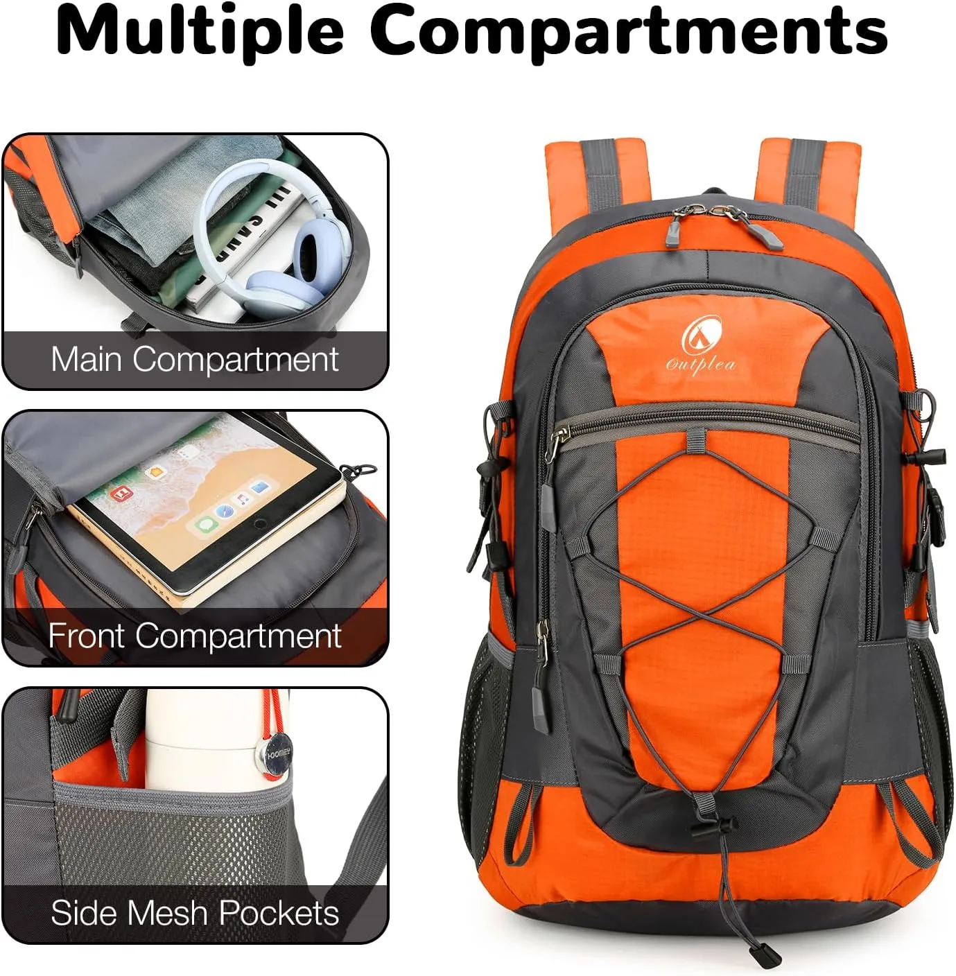 Small Hiking Backpack, 25L Hiking Bag, Lightweight Backpack, Waterproof Day Pack, Outdoor Daypack for Men Women, Orange