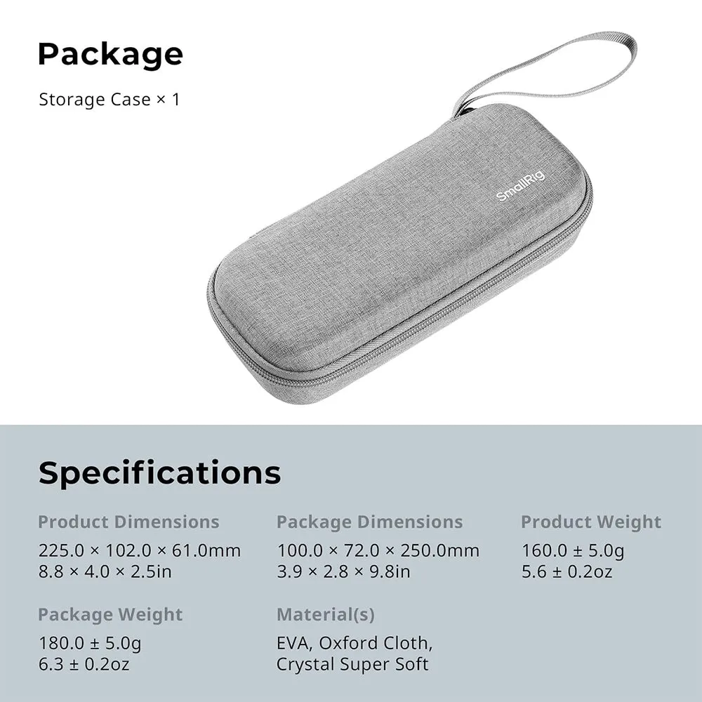 SmallRig Hard Shell Pouch Carrying Bag with Wrist Strap for DJI Osmo Pocket 3 Action Camera, Plush Padded Lining and Molded Interior Compartments | 5118