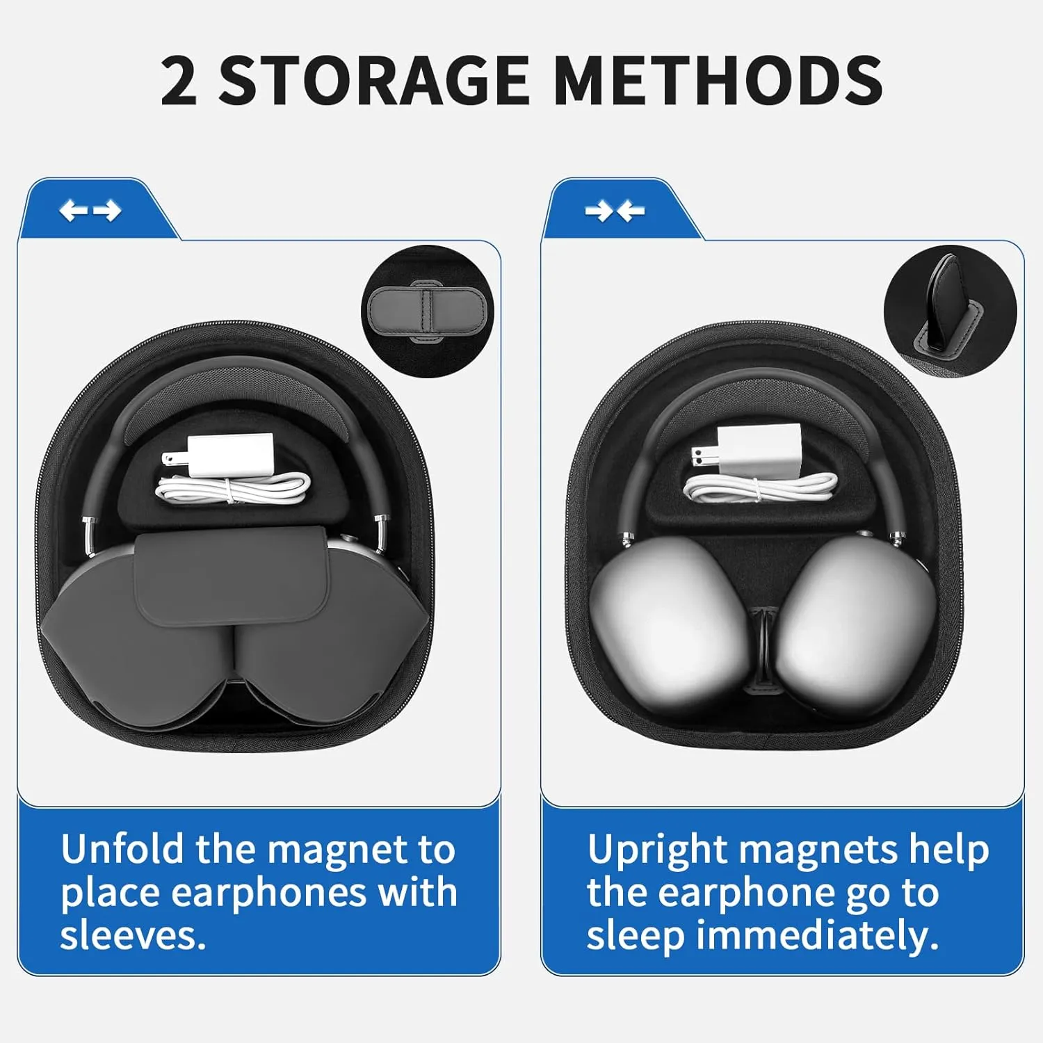Smart Case for Apple AirPods Max Supports Sleep Mode, Hard Organizer Portable Carry Travel Cover Storage Bag