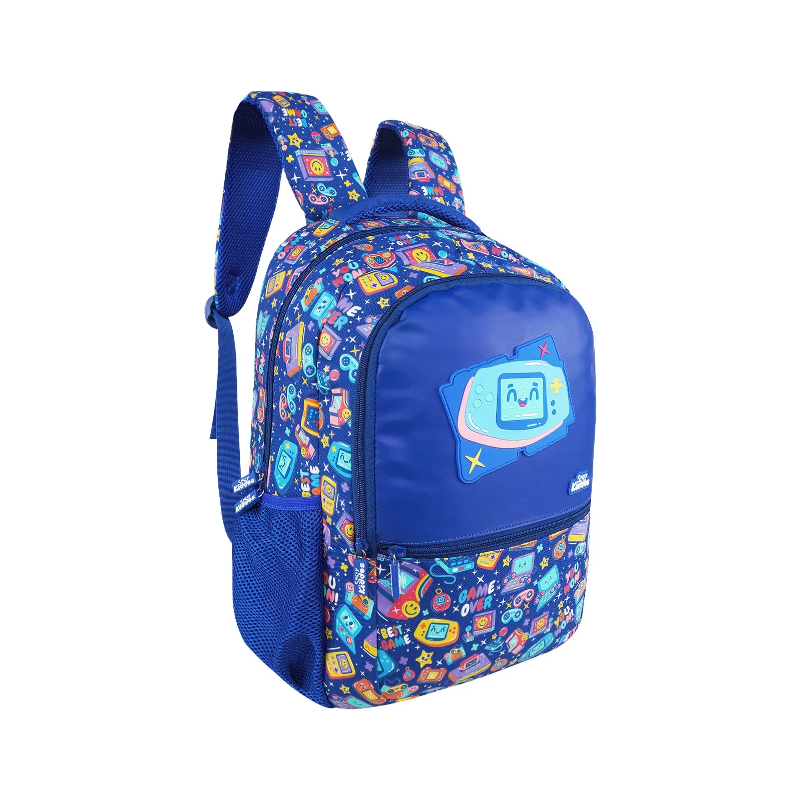 Smily Kiddos Gamer Backpack with SmilyTrack (16L) – Blue | Lightweight, Durable & Trackable School Bag for Kids (41 x 30 x 13 cm)