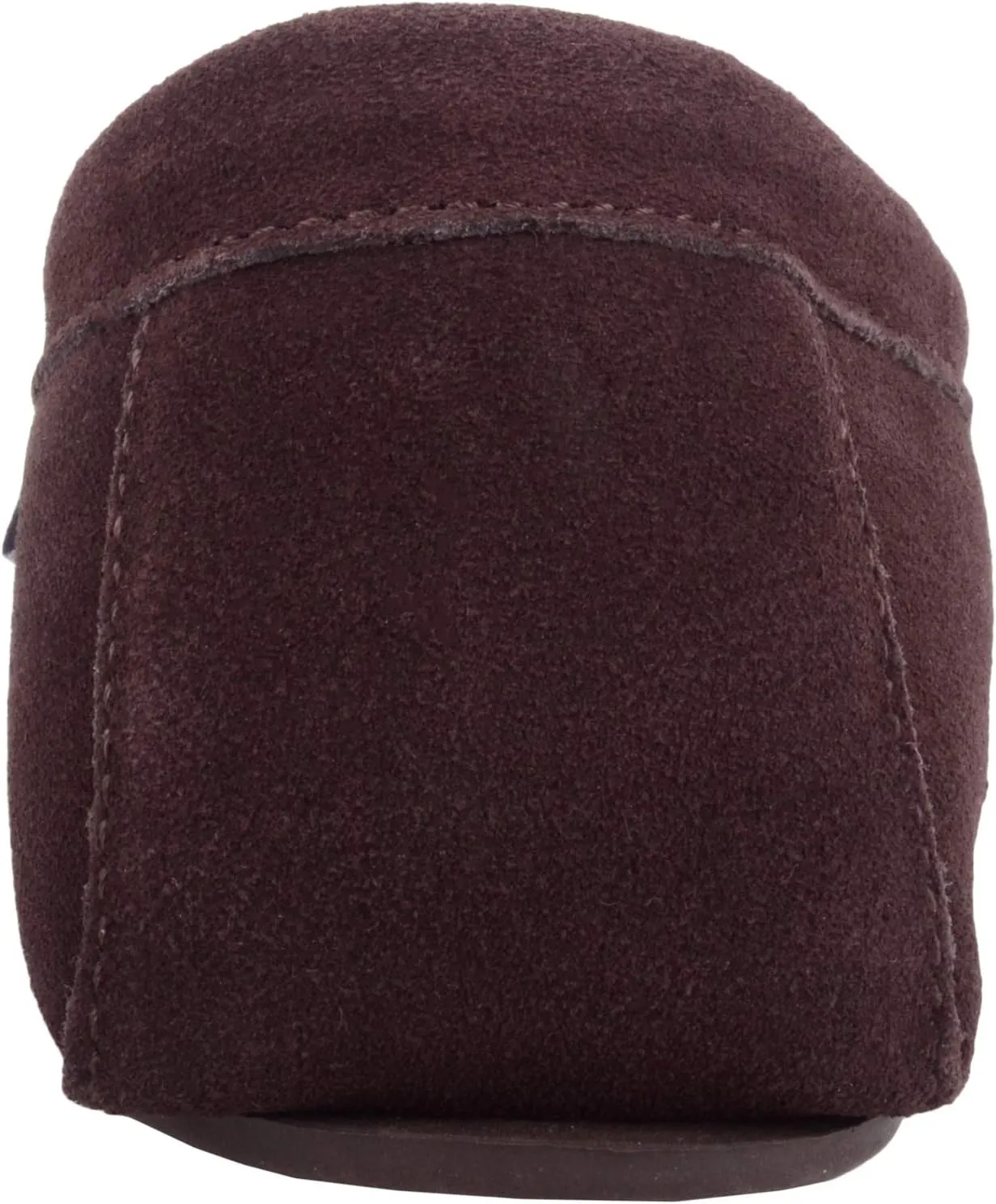 SNUGRUGS Womens Dark Brown Wool Lined Moccasin Slippers with Rubber Sole.