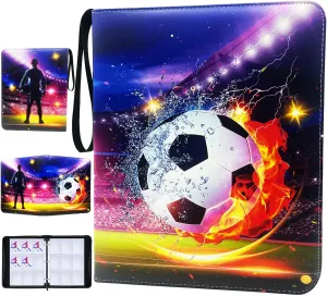 Soccer Card Binder 9 Pocket, Trading Card Binder with Sleeves, Sports Card Binder Collectible Trading Card Albums Fits 900 Cards with 50 Removable Sleeves