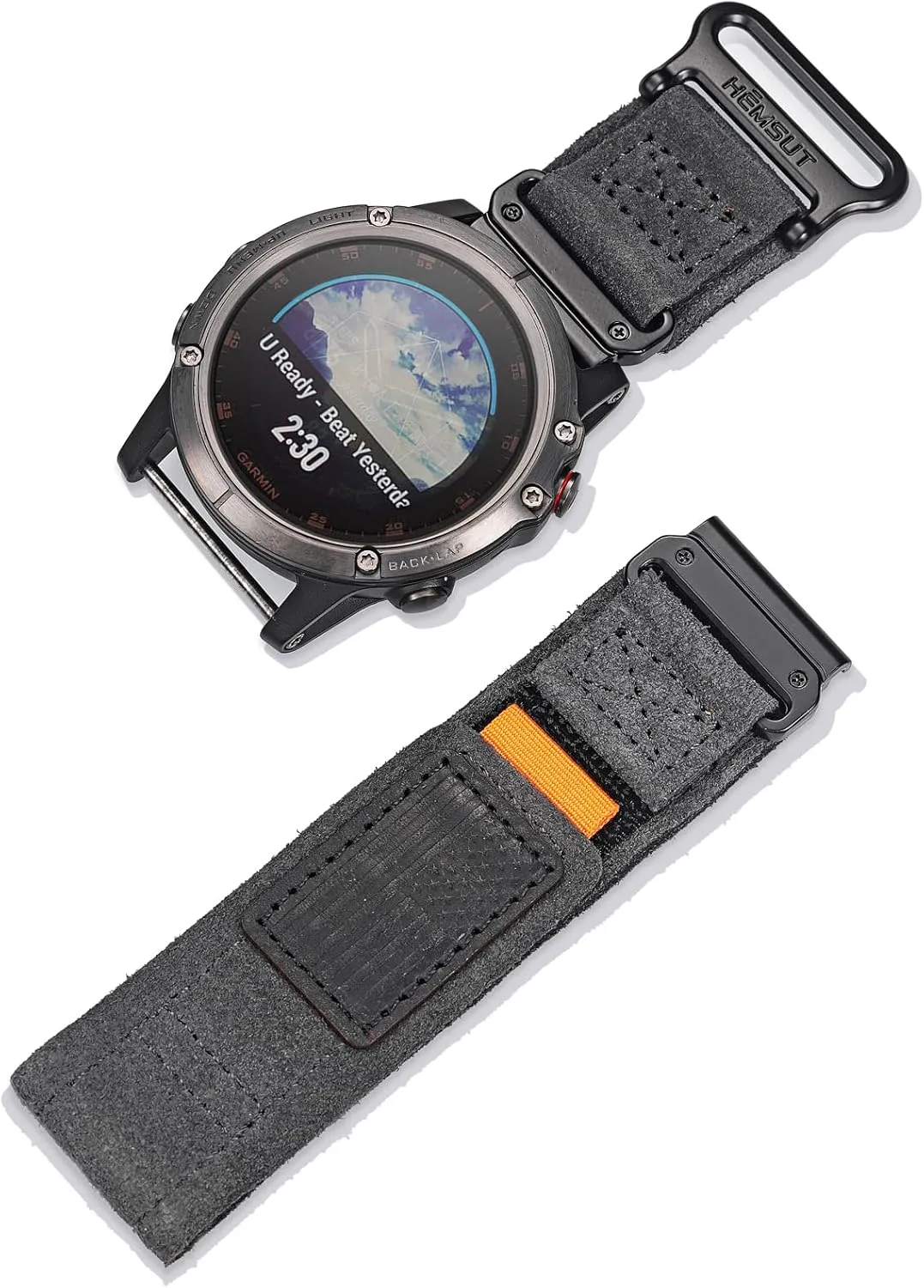 Soft Suede Leather Watch Band, 20mm Military Strap Compatible with Garmin Fenix 8 43mm /7S/7S Pro/6S/6S Pro/6S Sapphire/5S/5S Plus/5S Sapphire, Instinct 2S, Descent MK1S/2S, D2 Delta S, Approach S70-42mm