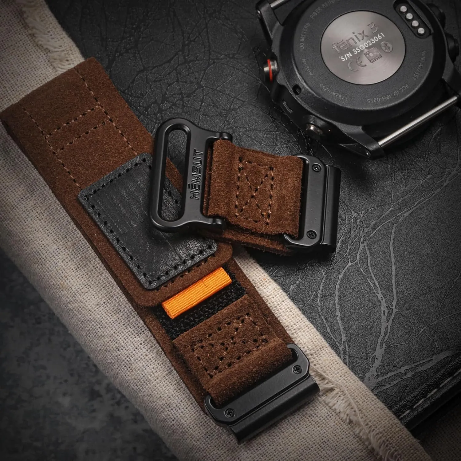 Soft Suede Leather Watch Band, 26mm Military Strap Compatible with Garmin Instinct 3 50mm/Fenix 8 51mm/7X/7X Pro/6X/6X Pro/5X/5X Plus, Tactix 7 Pro/ Delta, Quatix 6X/5X, Descent MK1/MK2, Instinct 2X, Foretrex 601/701, Enduro /Enduro 2/ Enduro 3, D2