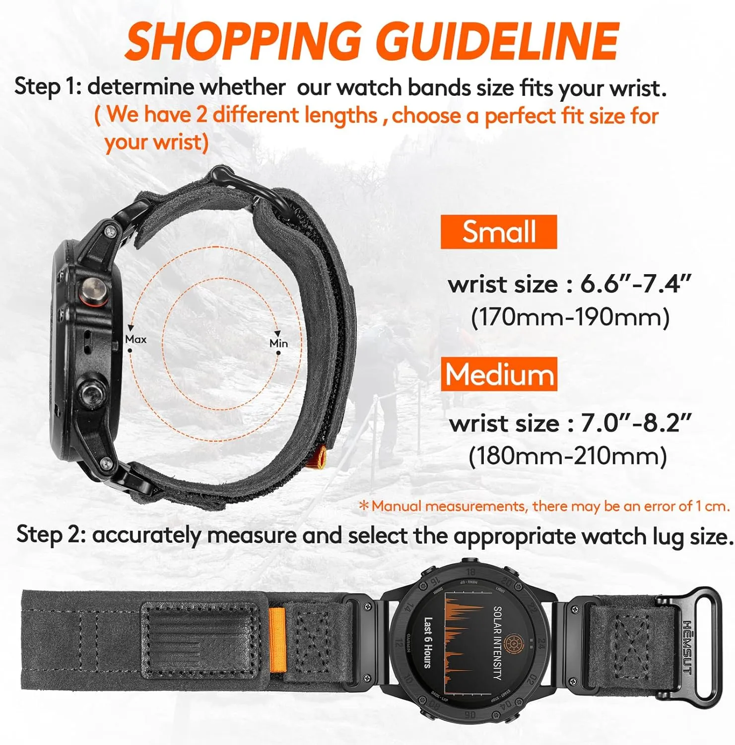 Soft Suede Leather Watch Band, 26mm Military Strap Compatible with Garmin Instinct 3 50mm/Fenix 8 51mm/7X/7X Pro/6X/6X Pro/5X/5X Plus, Tactix 7 Pro/ Delta, Quatix 6X/5X, Descent MK1/MK2, Instinct 2X, Foretrex 601/701, Enduro /Enduro 2/ Enduro 3, D2
