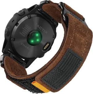 Soft Suede Leather Watch Band, 26mm Military Strap Compatible with Garmin Instinct 3 50mm/Fenix 8 51mm/7X/7X Pro/6X/6X Pro/5X/5X Plus, Tactix 7 Pro/ Delta, Quatix 6X/5X, Descent MK1/MK2, Instinct 2X, Foretrex 601/701, Enduro /Enduro 2/ Enduro 3, D2