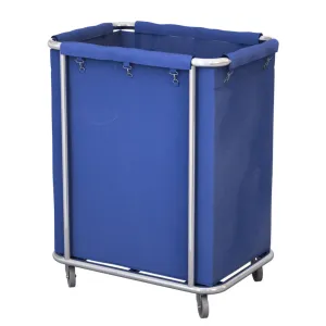 SOGA Stainless Steel Commercial Square Soiled Linen Laundry Trolley Cart with Wheels Blue